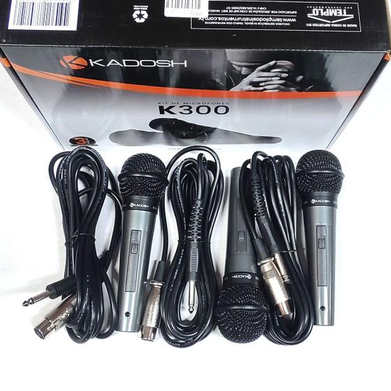 Kit microfone kadosh k-300 com 3 pcs Menor preço em Kit microfone kadosh k-300 com 3 pcs