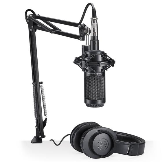 Imagem de Kit Microfone Stream Podcast Audio-technica At2035pk + Fone De Ouvido M20x