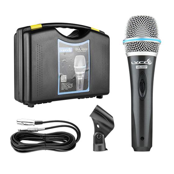 Imagem de Kit Microfone Vocal Lyco Sml48sp C/ Cabo Xlr 5m E Cachimbo Cor Preto