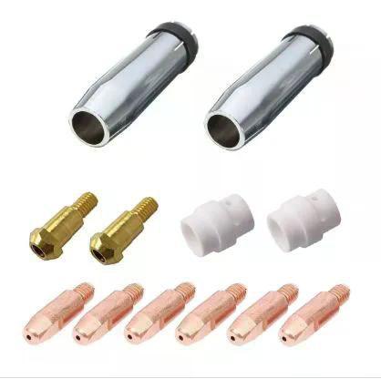 Imagem de Kit Mig 24kd - 2 Bocal 12mm + 6 Bicos M6x28 1,2mm 2 Difusor Cerâmico + 2 Porta Bico de Contato M6