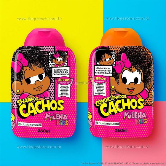 Imagem de Kit Milena Infantil Cabelos Ondulados, Cacheados e Crespos Shampoo + Condicionador