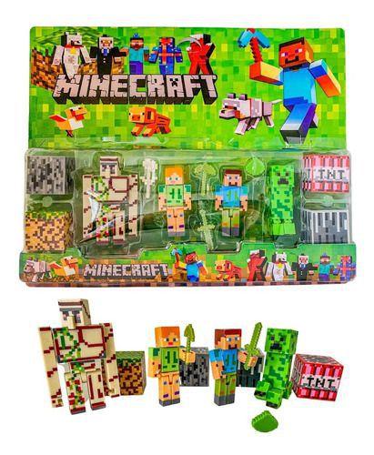 Kit Brinquedo Cartela Bonecos Minecraft E Itens 10 Peças em