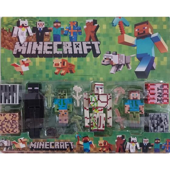 Imagem de Kit minecraft com 4 personagens mais acessorios