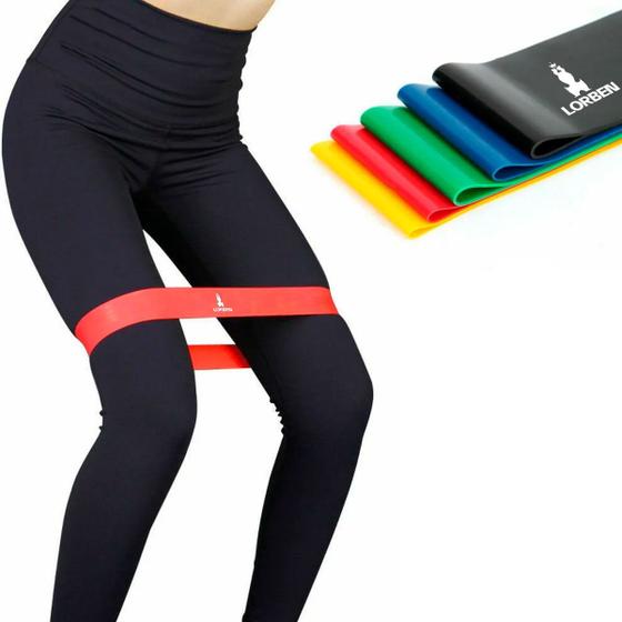 Imagem de Kit Mini Band 5 Faixas elásticas Exercício Funcional pilates ginástica 891 - Lorben