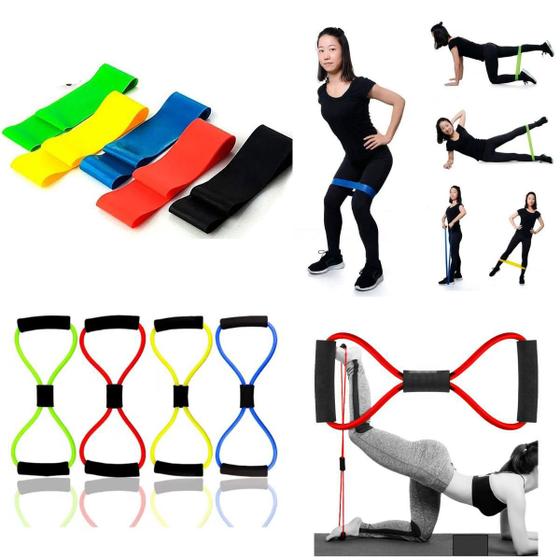 Imagem de kit Mini Band 5 Tensões fortalecimento Pernas   Elástico Extensor
