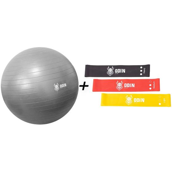 Imagem de Kit Mini Band Bola Pilates 55 cm media suiça Treino Odin Fit