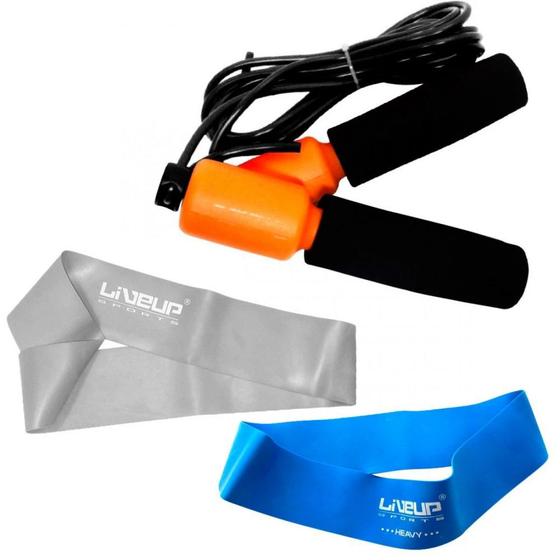 Imagem de Kit Mini Band com Forte + Extra Forte + Corda D Epular com Contador  Liveup Sports 