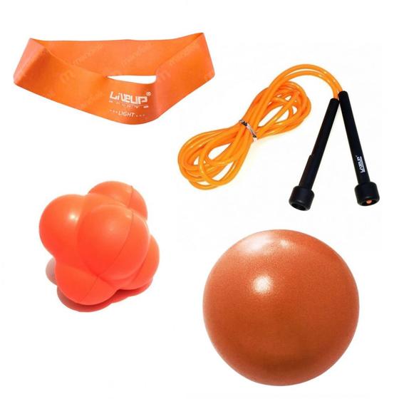 Imagem de Kit Mini Band Leve + Corda de Pular + Bola de Tempo e Reacao + Overball  Liveup