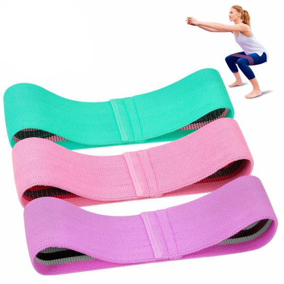 Imagem de Kit Mini Bands 3 Intensidades Hip Tecido Funcional Exercicio