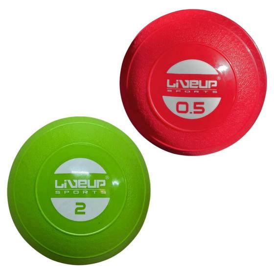 Imagem de Kit Mini Bola de Peso para Exercicios e Fisioterapia de 0,5g e 2kg Liveup  Liveup Sports 