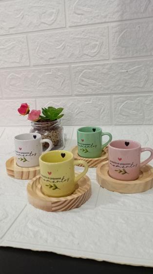 Imagem de Kit Mini Caneca com Pires de Madeira