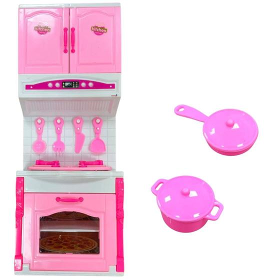 Imagem de Kit mini cozinha com fogão infantil casinha boneca  brinquedo