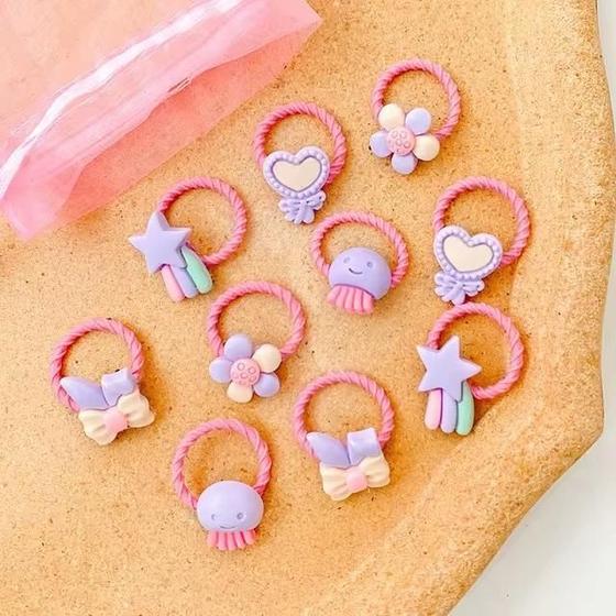 Imagem de Kit Mini Elásticos De Cabelo Infantil 2Cm Com 10 Unidades