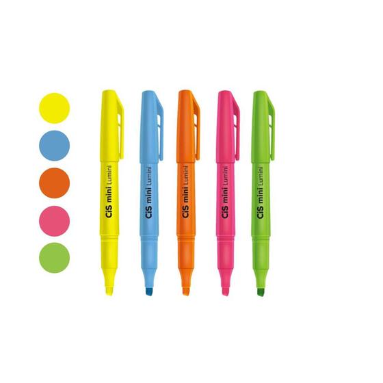 Imagem de Kit Mini Marca Texto CIS Lumini Neon com 5 Unidades