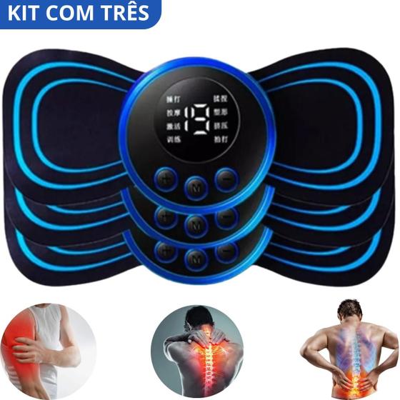 Imagem de Kit Mini Massageador Elétrico Estimulador Alivia dor Varizes Tensão Muscular Fisioterapia 110V/220V -  3 unidades