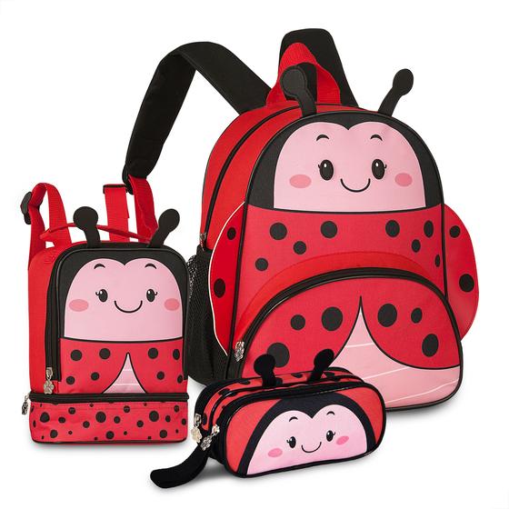 Imagem de Kit Mini Mochila Lancheira Estojo Escolar Infantil Pets