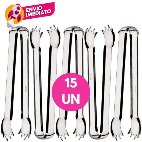 Imagem de Kit Mini Pegador 12,5cm Em Aço Inoxidável Multiuso Carne Petisco Fruta Gelo Drinks