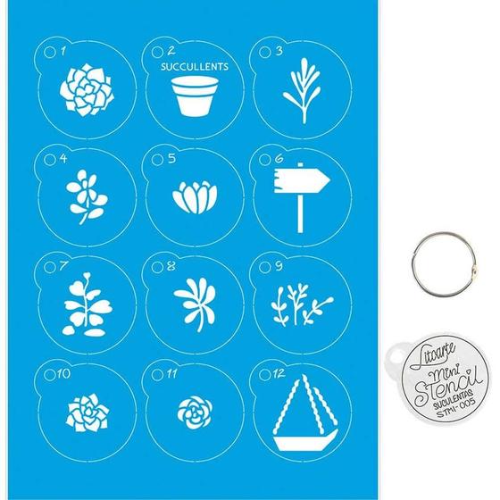 Imagem de Kit Mini Stencil Chaveiro Suculentas - STMI-005