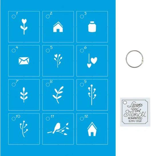 Imagem de Kit Mini Stencil Romântico Com 14 Peças 4,5cm STMI-002 Litoarte 