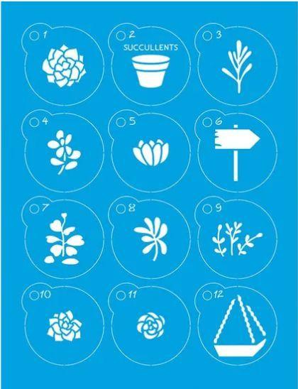 Imagem de Kit Mini Stencil Suculentas com 14 Peças 4,5cm Stmi-005 Litoarte 