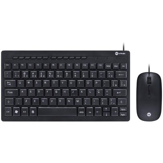 Imagem de Kit Mini Teclado E Mouse Usb Corp Flat - Teclas Chocolate - Mouse 1200dpi Cabo 1.8m Preto - Vinik - Dc120