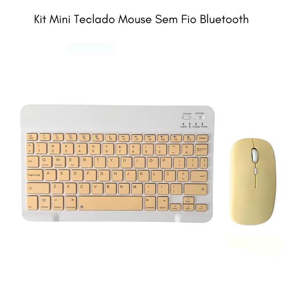 Imagem de Kit Mini Teclado Mouse Sem Fio Bluetooth Notebook Pc Tablet