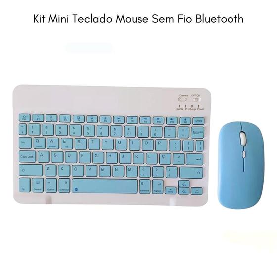 Imagem de Kit Mini Teclado Mouse Sem Fio Bluetooth Notebook Pc Tablet