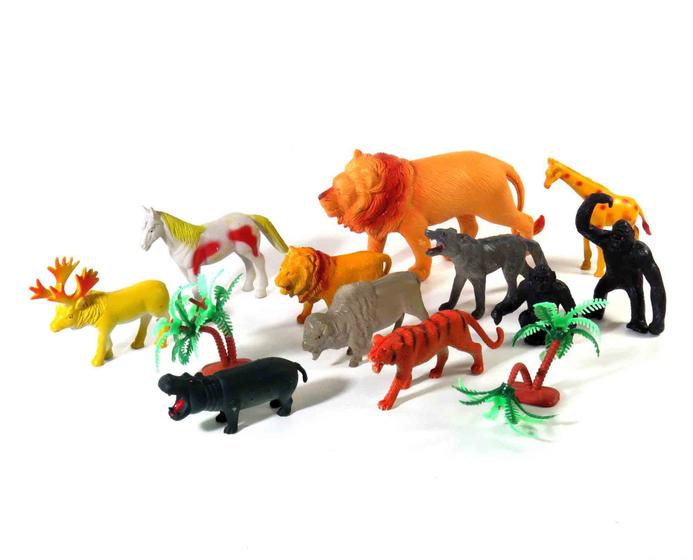 Imagem de Kit Miniatura Brinquedo Animais Selvagens Selva Borracha