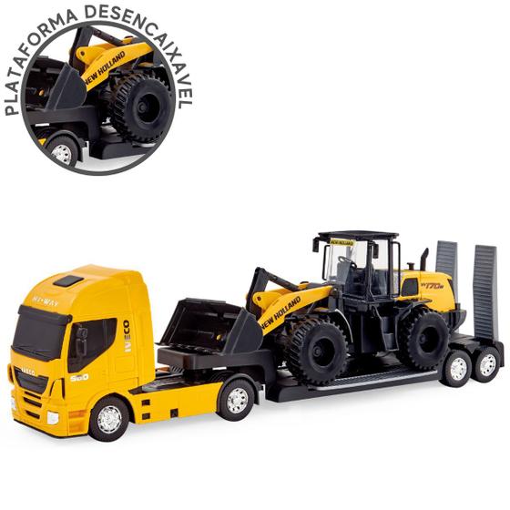 Imagem de Kit Miniatura Pá Carregadeira Carreta Trator Caminhão Iveco