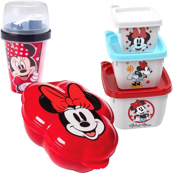 Imagem de Kit Minnie Porta Lanche Escolar infantil 5 Itens