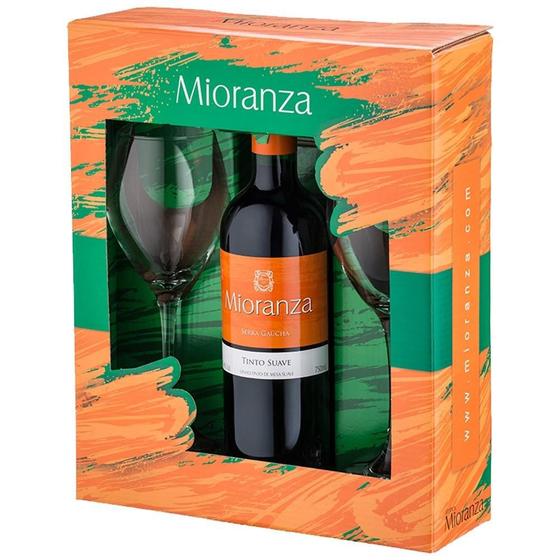 Imagem de Kit Mioranza Vinho Tinto Suave + 2 Taças