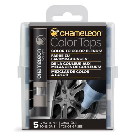 Imagem de Kit Mistura Canetas Chameleon Color Tops Tons de Cinza com 5 Cores CT4509