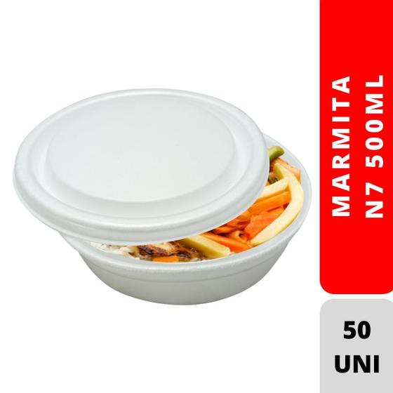 Imagem de Kit Ml Marmitex Isopor Spumapac N7 Com 50 Un