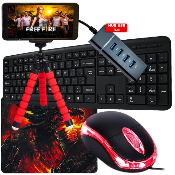 Imagem de Kit Mobilador Gamer Com Hub us 3.0 Ideal Jogos de Celular Teclado Mouse e Suporte