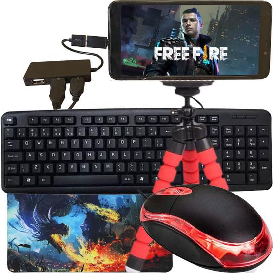 Imagem de Kit Mobilador Gamer Jogar Ff No Celular Com Teclado E Mouse