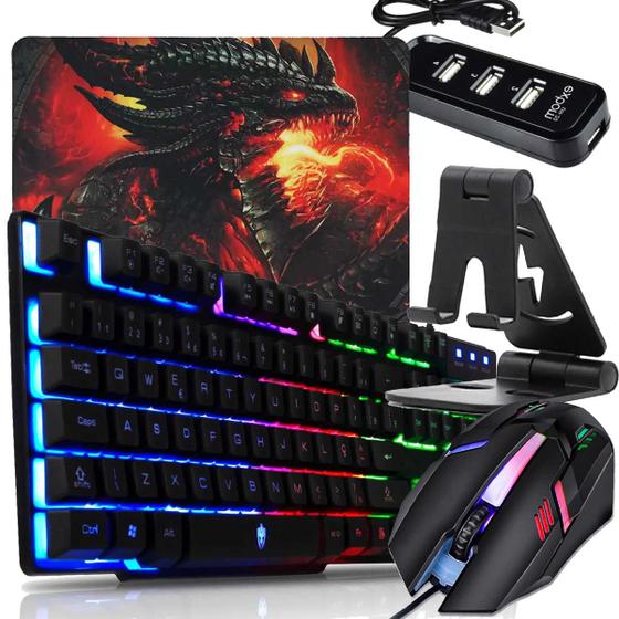 Kit Mobilador Para Celular Gamer Com Tripé Mouse Teclado Led Completo Para Ff/Pubg Menor preço em Kit Mobilador Para Celular Gamer Com Tripé Mouse Teclado Led Completo Para Ff/Pubg