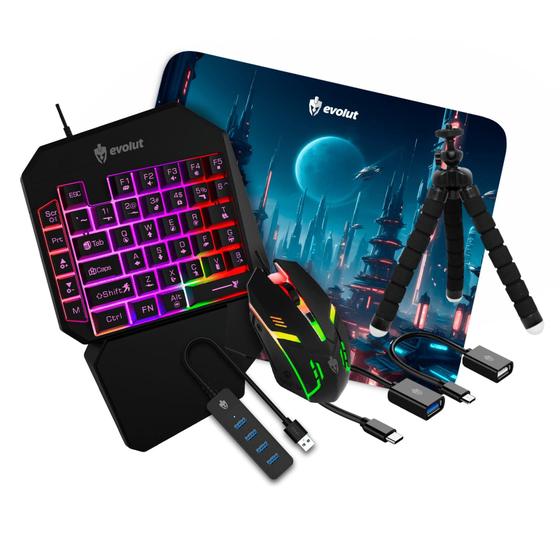 Imagem de Kit Mobilador para celular teclado mouse hub suporte mousepad