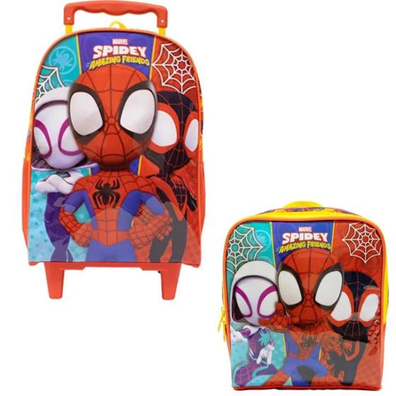 Imagem de Kit Mochila 16 De Rodinhas Com Lancheira Spidey Xeryus