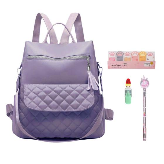 Imagem de Kit Mochila Bolsa Casual Alça Transversal Reforçada Caneta Fofa Faculdade Costa Papelaria Fofa Faculdade Escolar Anti Furto