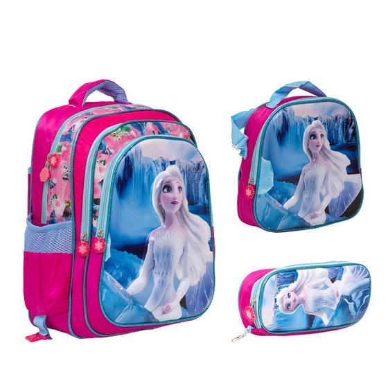 Imagem de Kit Mochila Bolsa Escolar Feminina Frozen Desenho