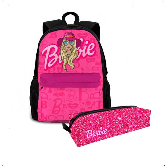 Imagem de Kit Mochila Bolsa Escolar Infantil Criança + Estojo Personalizado Desenho Jogo Filme Série