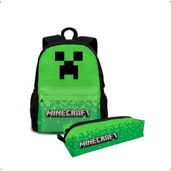 Imagem de Kit Mochila Bolsa Escolar Infantil Criança + Estojo Personalizado Desenho Jogo Filme Série