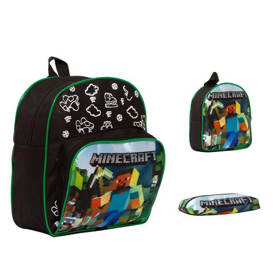 Imagem de Kit Mochila Bolsa Escolar Minecraft Costas Reforçada Barata