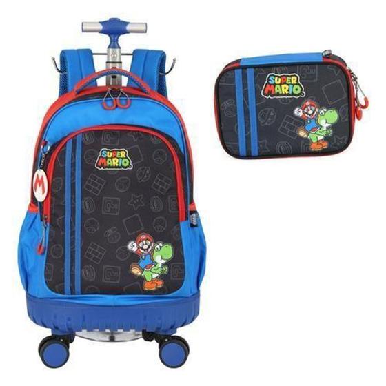 Imagem de Kit Mochila Carrinho 360 Porta Notebook Super Mario - Luxcel