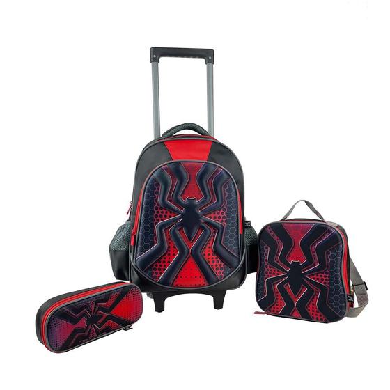 Imagem de Kit Mochila Carrinho Infantil Escolar Spider 3 Pçs No Limits