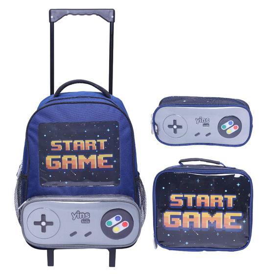 Imagem de Kit mochila carrinho, lancheira térmica e estojo Star Game 16"