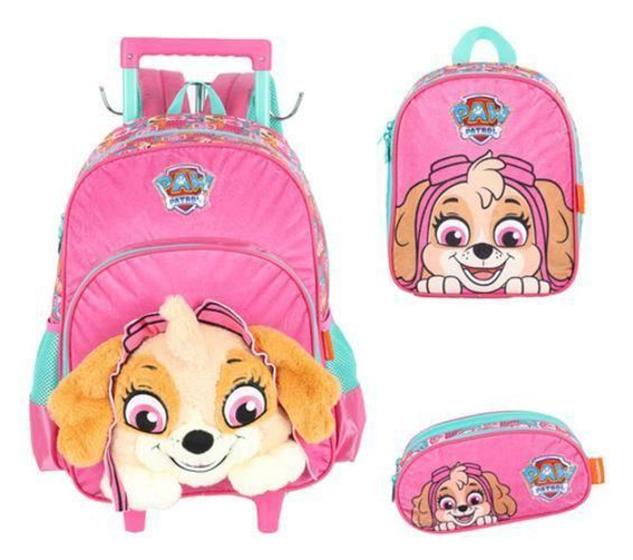 Imagem de Kit Mochila Carrinho Pelúcia 3D Patrulha Canina - Luxcel