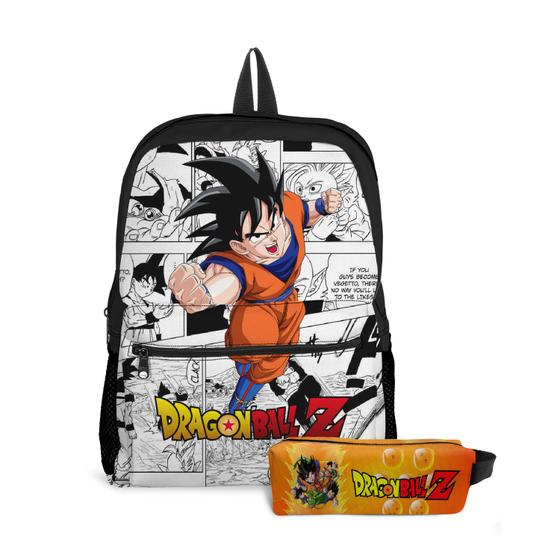 Imagem de Kit Mochila com bolso e Estojo Escolar Infantil Menino Dragon Ball