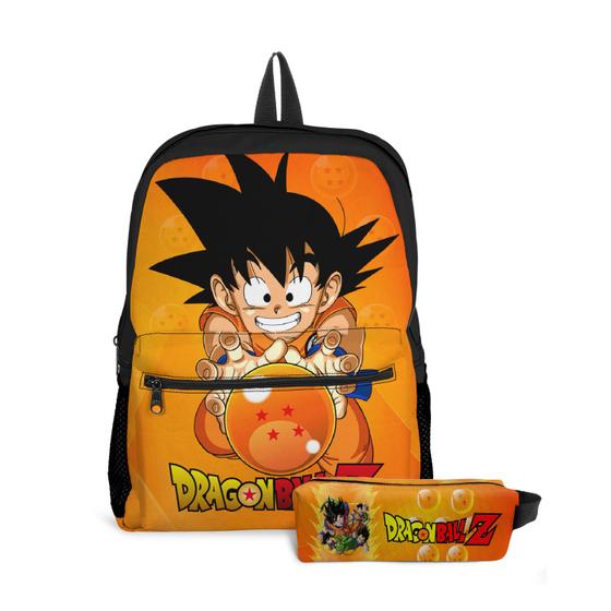 Imagem de Kit Mochila com bolso e Estojo Escolar Infantil Menino Dragon Ball