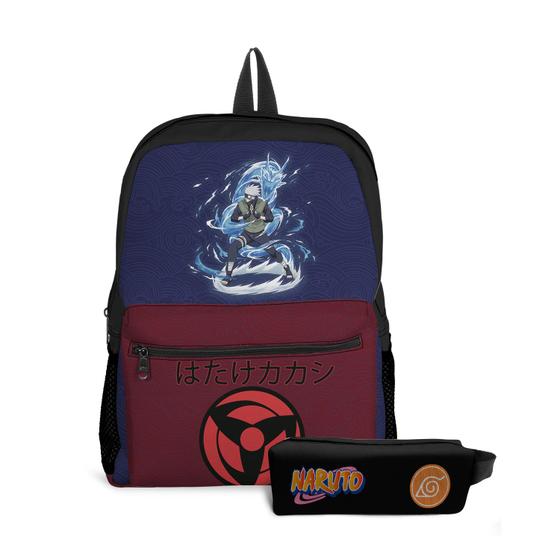 Imagem de  Kit Mochila com Bolso e Estojo Infantil Naruto Menina e Menino 